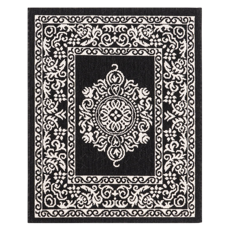 Magnifique tapis intérieur / extérieur noir Ramos, Rectangle 2 pi 7 po x 3 pi 3 po