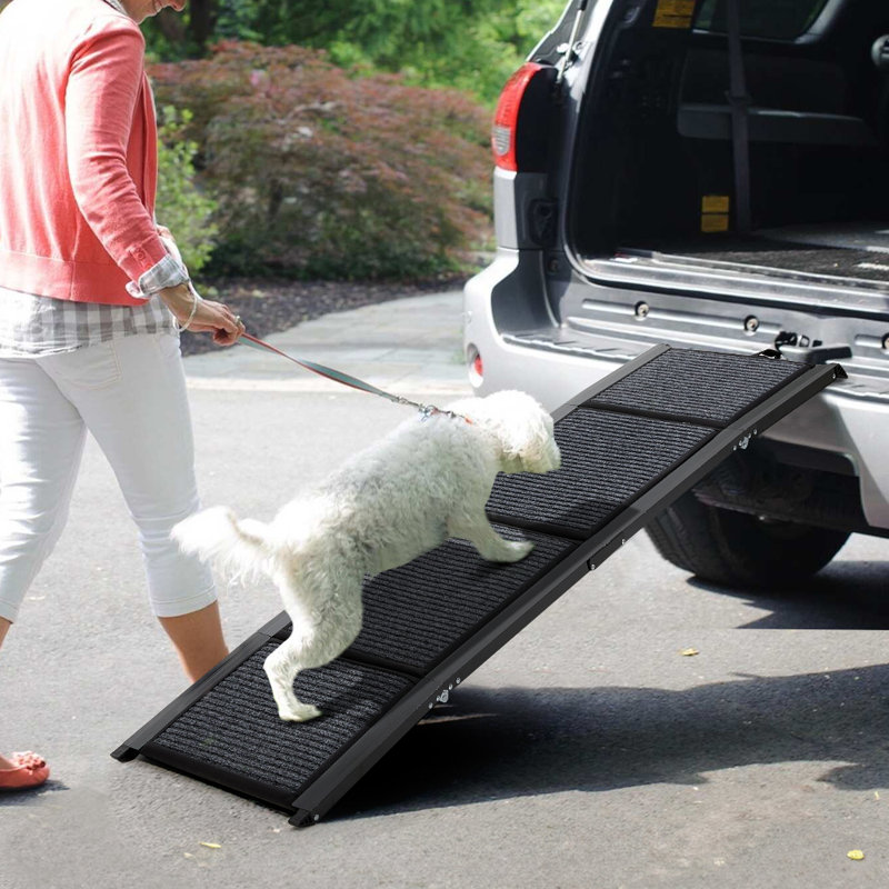 160x44cm Outdoor Foldable Metal Dog Ramp Non-slip Step Pet Ladder For Car