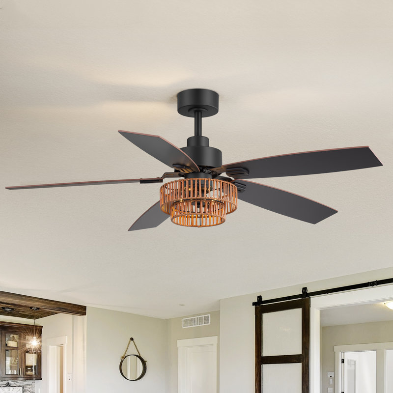 Ventilateur de plafond standard à 5 pales de 52 po avec télécommande et ensemble d'éclairage inclus Neal