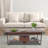 Modern Coffee Table with Drawer & Lower Shelf, Rectangular Wood Living Room Table with Storage,-524099372