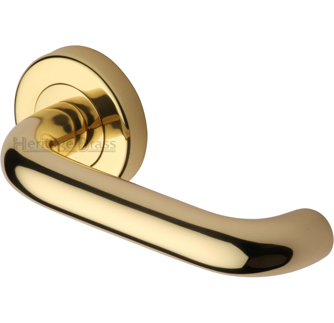Heritage Brass Heritage Door Handle Lever Latch on Round Rose Harmony Design