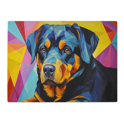 Rottweiler Geometric No.2  Glass Chopping Board
