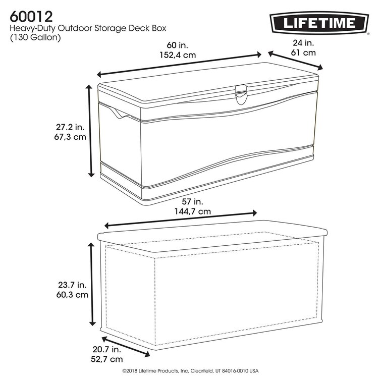 Lifetime 60298 Gray 130 Gallon Outdoor Storage Box