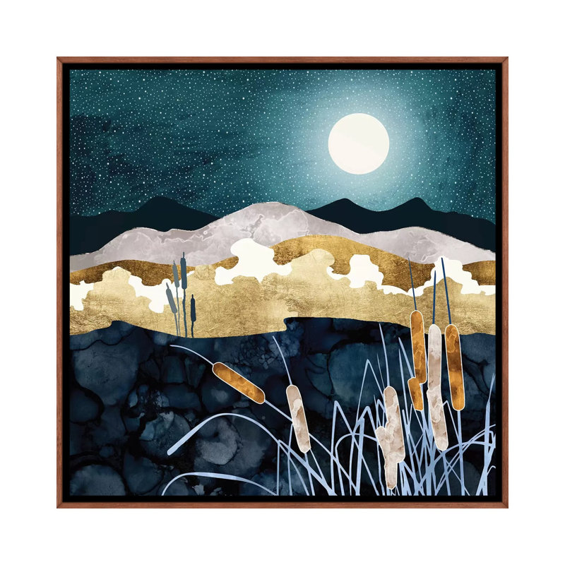 Summer Lake - Graphic Art Print, No Matte, 37" H x 37" W x 1.5" D, Classic Brown Framed Canvas