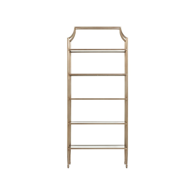 Dusty Bronze 36" Wide Modern Traditional Welded Metal Tempered Glass 5-Shelf Etagere