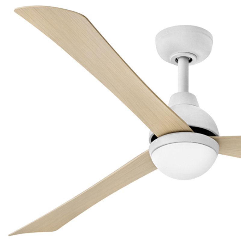 Ventilateur de plafond avec lumières DEL Brona, Blanc mat / naturel, 56"