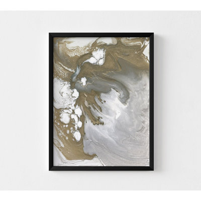 Hydrous By Jason Johnson, Modern Metallic Living Room Decor, Golden Osvaldas Poster Print, Gold And Gray Osvaldas Painting Print