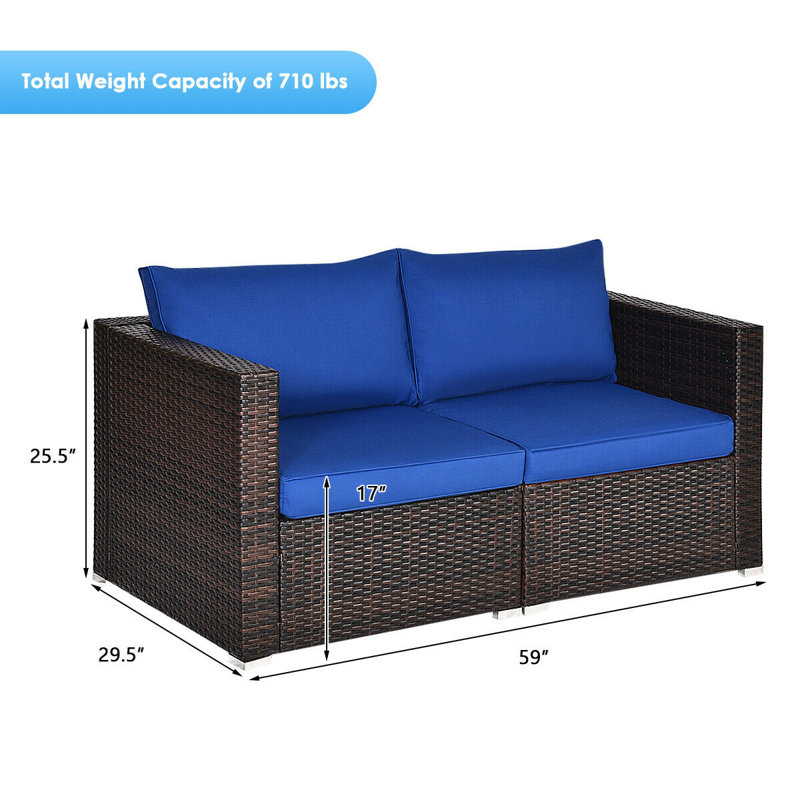 Chaise de patio avec coussins Ariyeh, Bleu marine