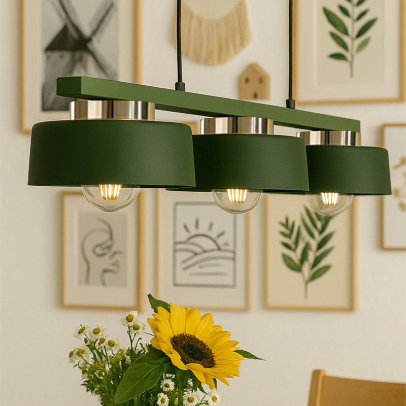 3 - Light Drum Pendant, Green
