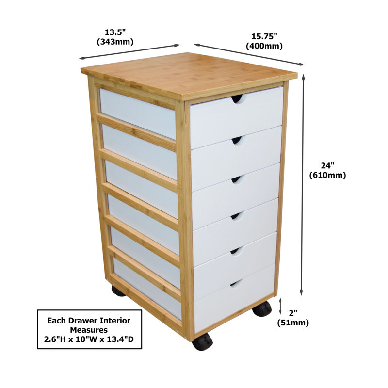 Commode à 6 tiroirs Alfie-Thomas, Blanc