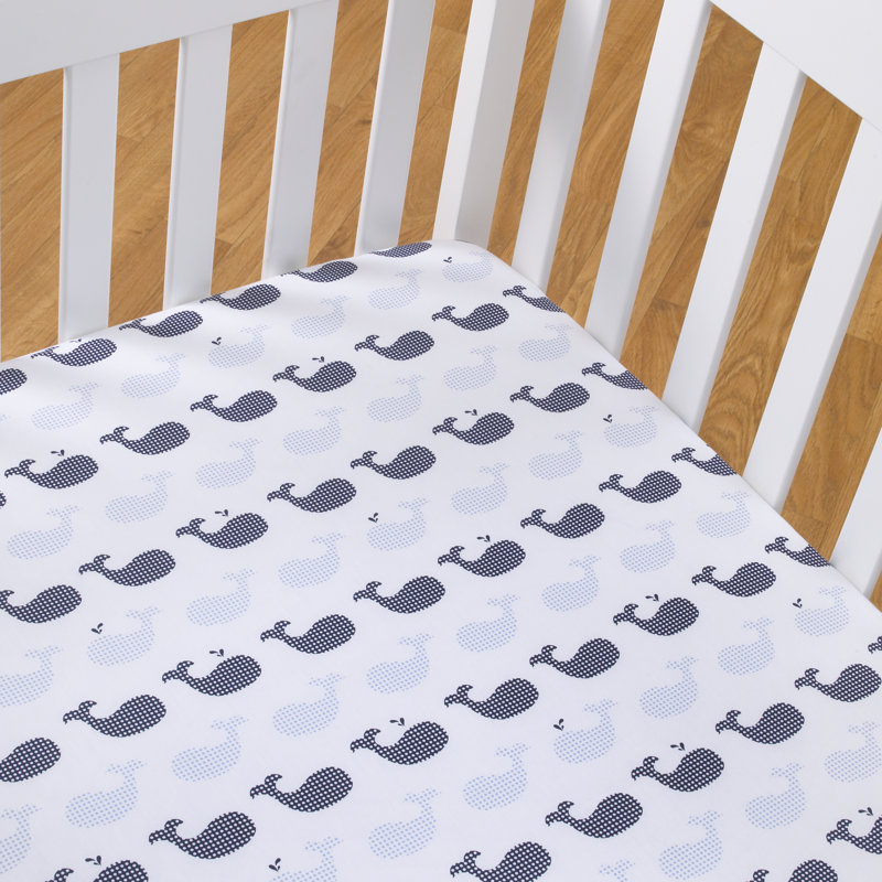 Drap housse de lit 100% coton baleines