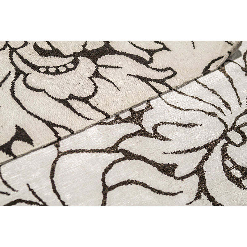 Hand-Knotted High-Quality White and Brown Area Rug