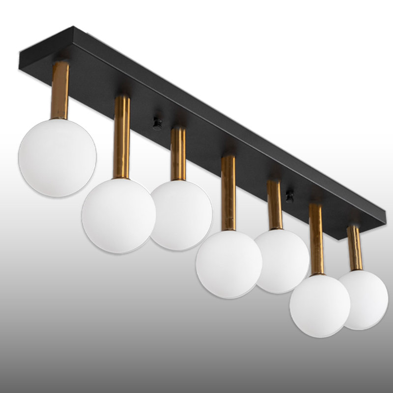 Plafonnier semi-encastré 7 lumières, Noir et or
