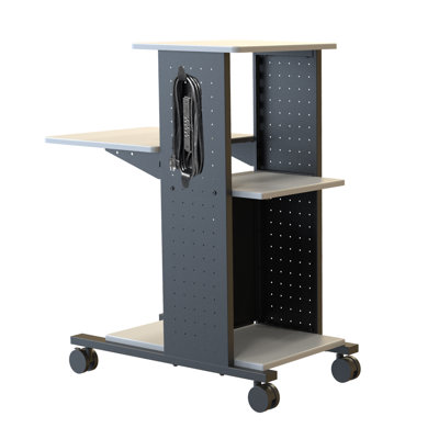 WorkplaceEssentials 4-Shelf Presentation Station AV Cart with Cabinet