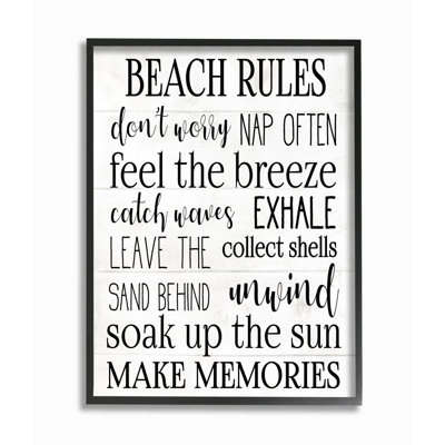 " Beach House Rules Relaxing Activities Black White List " by Elise Catterall