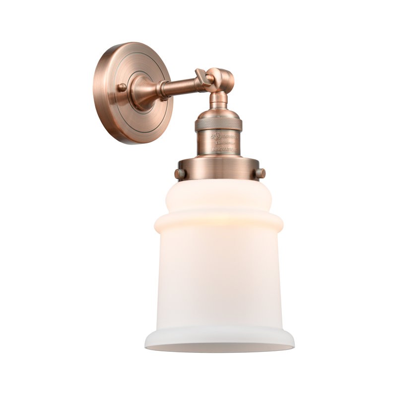 Galaviz Dimmable Bath Sconce, 6 Watt Vinage LED Bulb, Antique Copper, Matte White Cased