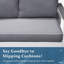 Causeuse de terrasse 52,95 po en aluminium toutes saisons avec accoudoirs en bois et dossier incliné - blanc et gris clair