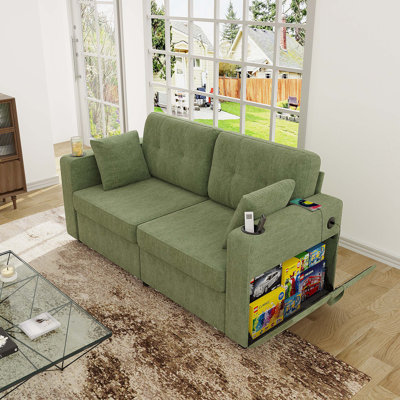Modern Chenille Sectional Sofa with USB Charging and Smart Storage