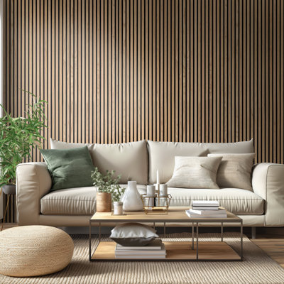 SereniSlats 120 in. x 9.5 in. 3D Fluted Wood Slat Acoustic Sound Absorbing Wall Paneling