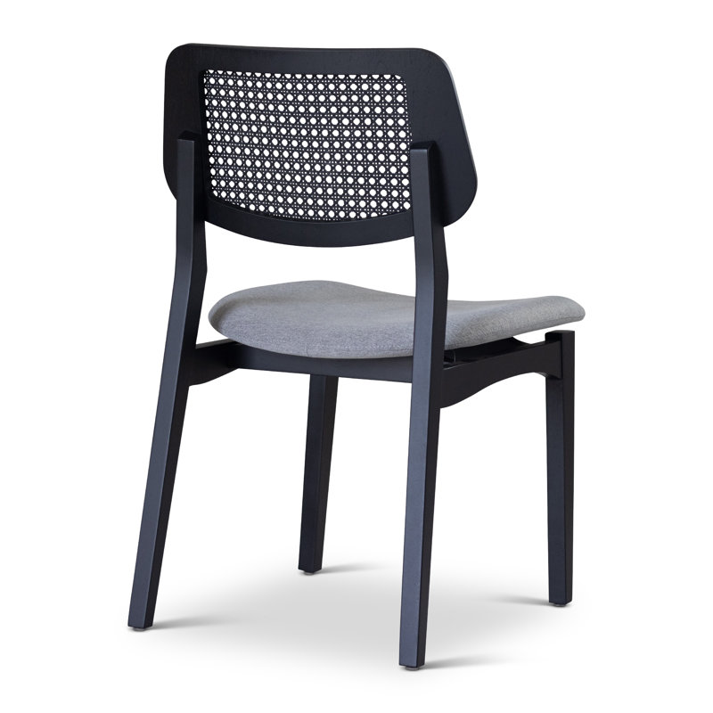 Modern Brazilian Beth Cane Side Chair, Essence Gray/Ebano Frame
