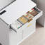 Classeur de bureau moderne autoportant 31 po 31 po, armoire de rangement cannelée blanche avec station de charge de table intégrée, tablettes réglables, grands tiroirs silencieux et poignées en métal, mobilier de rangement polyvalent pour la maison et le bureau-1497970809