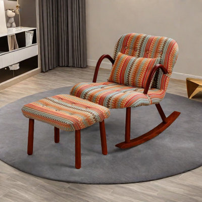 Chaise berçante en bois massif American Retro