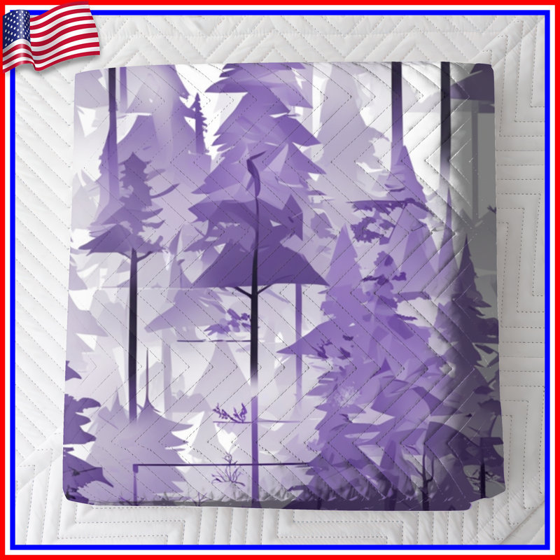 Couvre-lit matelassé mauve Pine Forest, Grand lit