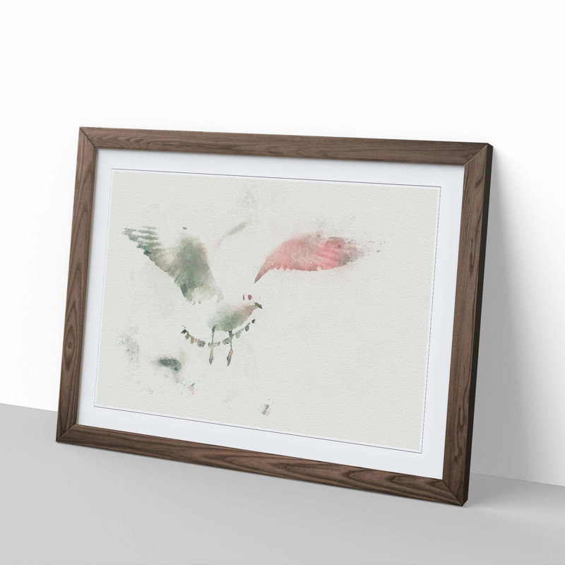 Seagull Birds in the Light in Abstract - Picture Frame Painting Print, Walnut, 60cm H x 91cm W x 2cm D