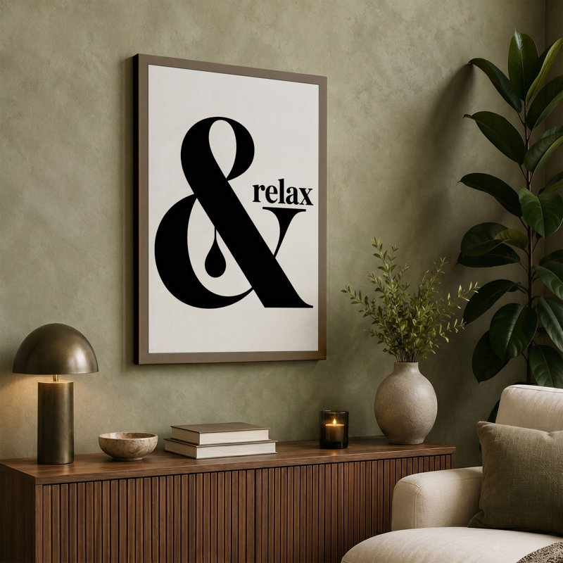 Relax Ampersand Typography - Wrapped Canvas, Cream Border, 24x16 - 61.0 x 40.6 cm