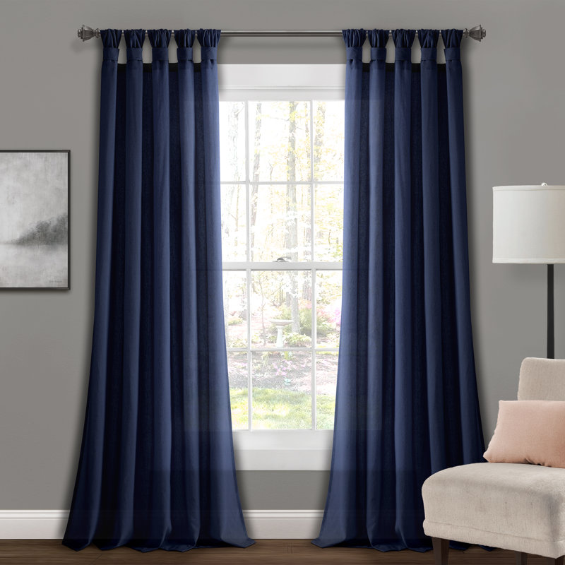 Paire de rideaux en toile de jute, L 48 po x L 95 po, Bleu marine