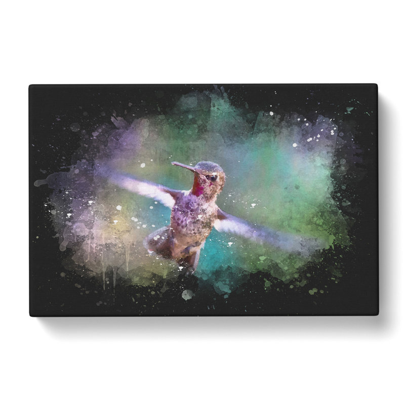 Hummingbird Vol.2 Paint Splash - Wrapped Canvas, 35cm H x 50cm W x 3cm D