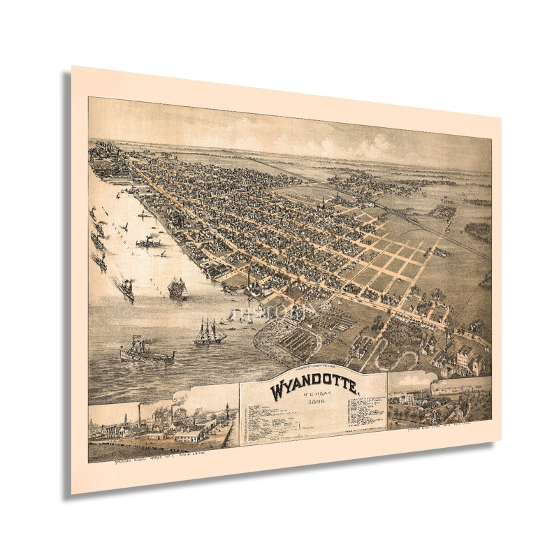 Carte de Wyandotte, Michigan, 1896, H 18 po x l 24 po