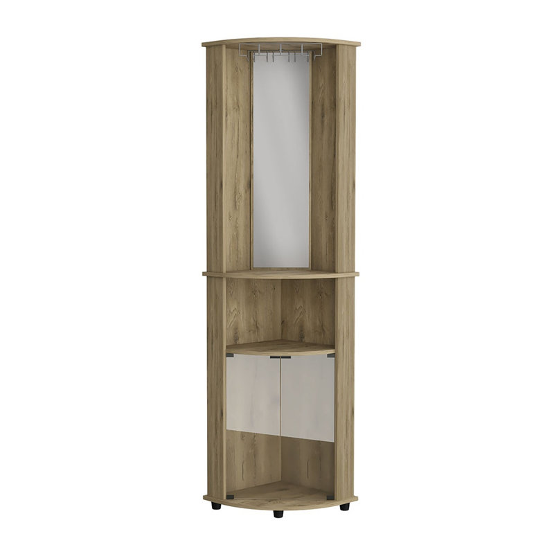 Bar d'angle avec trois tablettes Rialto, finition Macadamia
