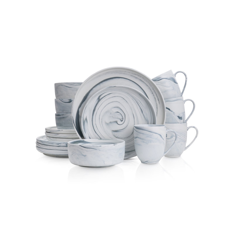 Stone Lain Brighton 32-Piece Dinnerware Set Porcelain, Gray