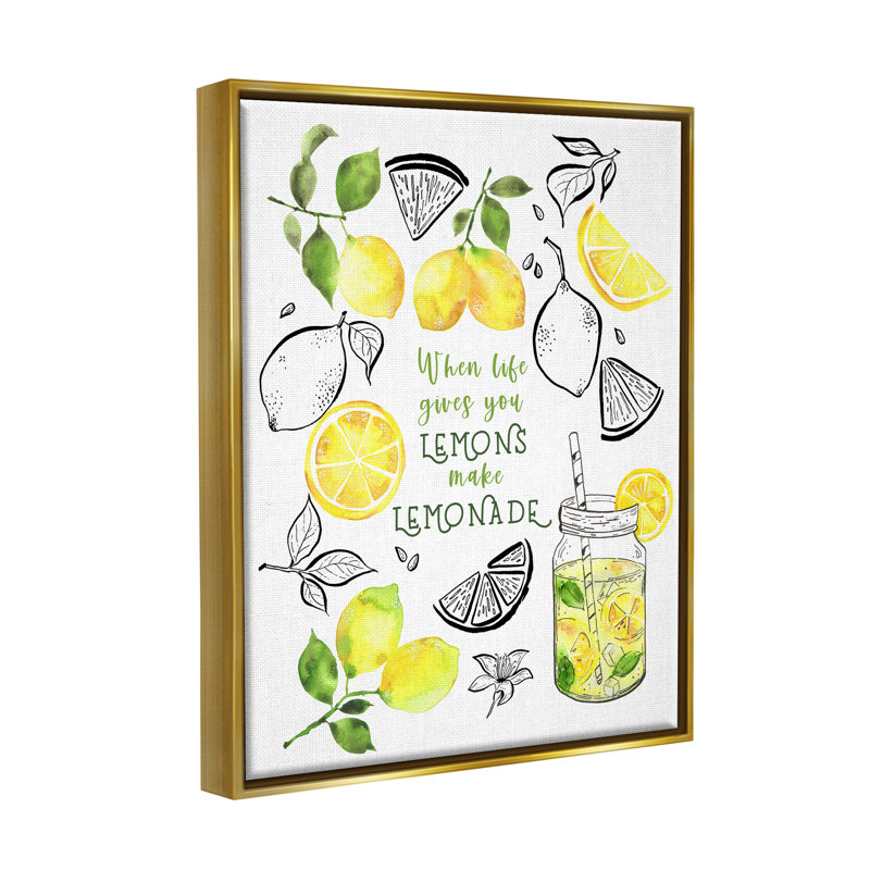 Ba-995 - «Floater Make Lemonade Kitchen», phrase encadrée sur toile par By the Lakeside, H 31 po x l 25 po x P 1,7 po