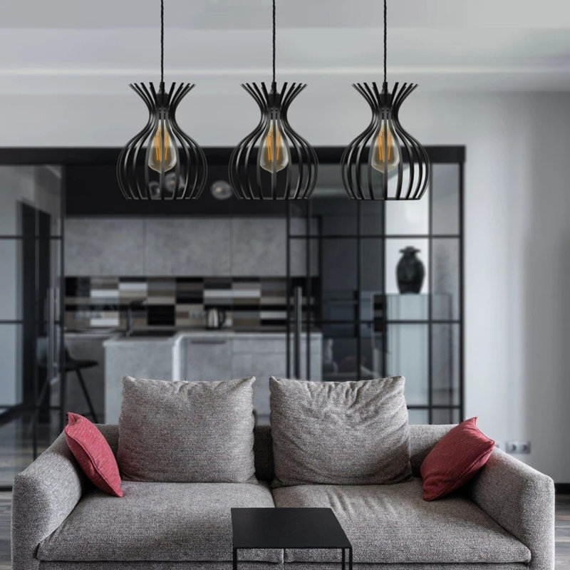 Deleesa 3 - Light Black Caged Pendant, No
