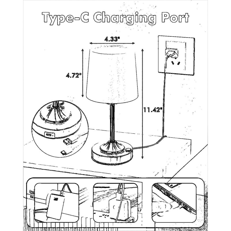 Lampe de table rechargeable sans fil avec une batterie de 5000 mah, une commande tactile à intensité variable à 3 niveaux, une lumière de bureau portable sans fil à DEL pour la chambre à coucher, le salon, la table de chevet et le bureau