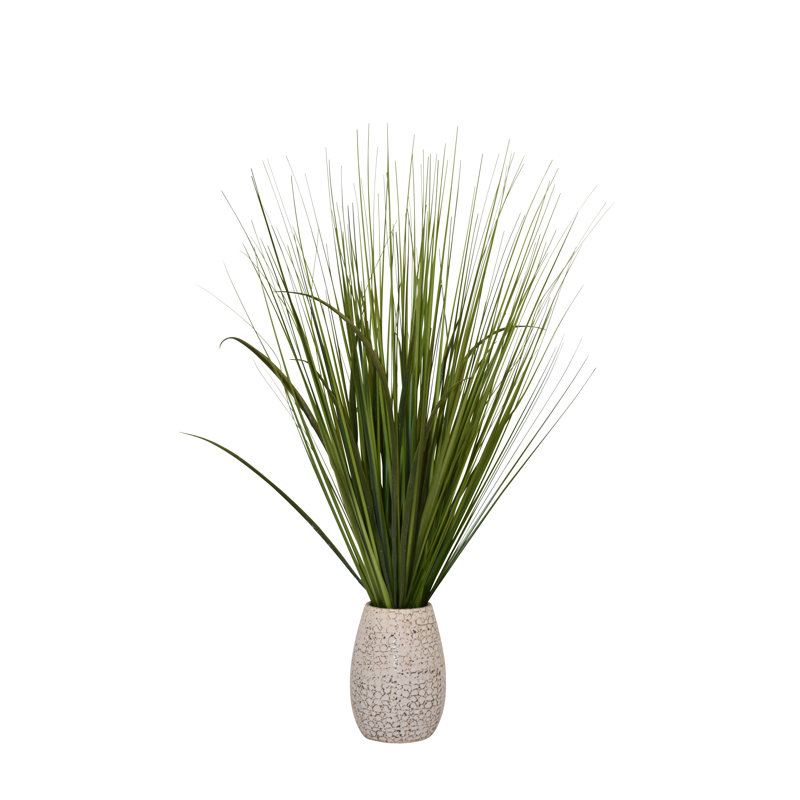 Herbe à feuillage artificiel en pot 30 po, Blanc