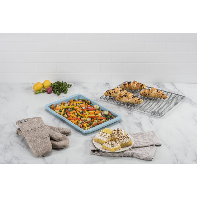 Light Blue Nonstick Aluminized Steel 10x15in Baking Sheet