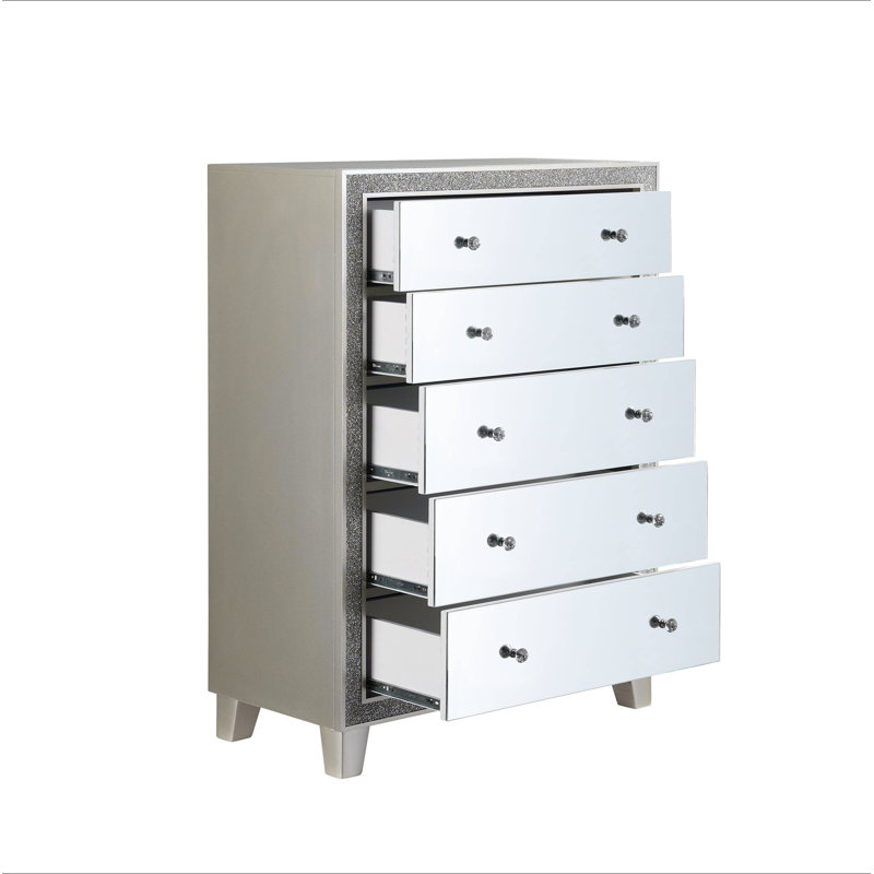 Commode à finition miroir et champagne Sliverfluff