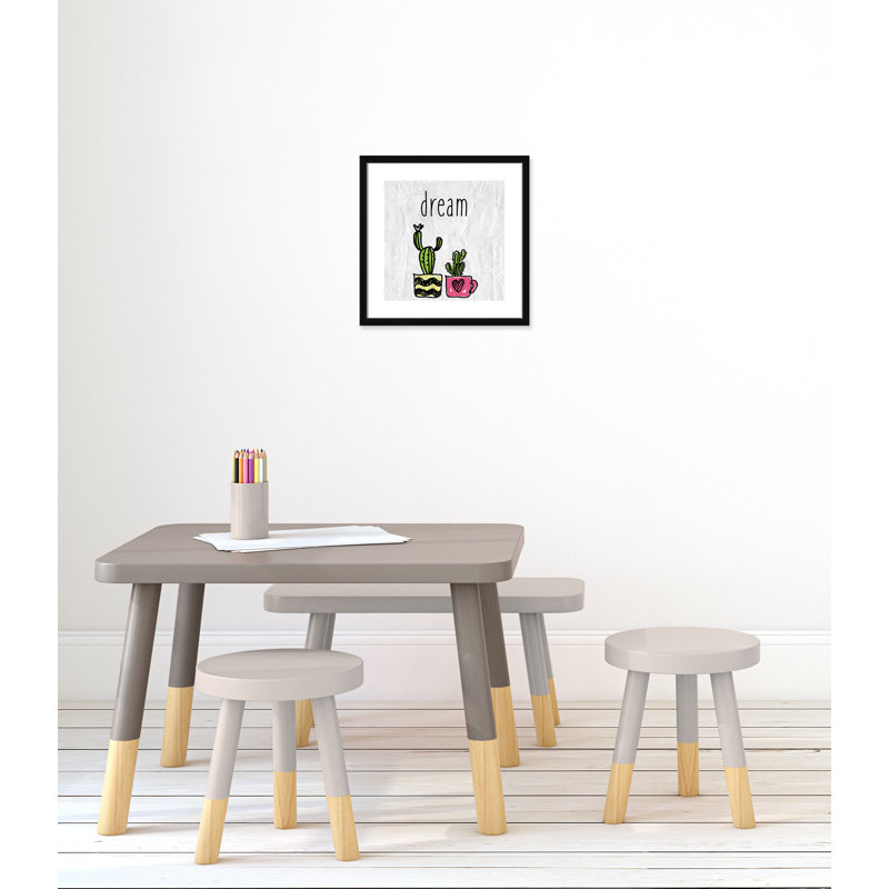 «Cacti A», art encadré, 16" H x 16" W x 1.18" D, Encadré de boîte noir