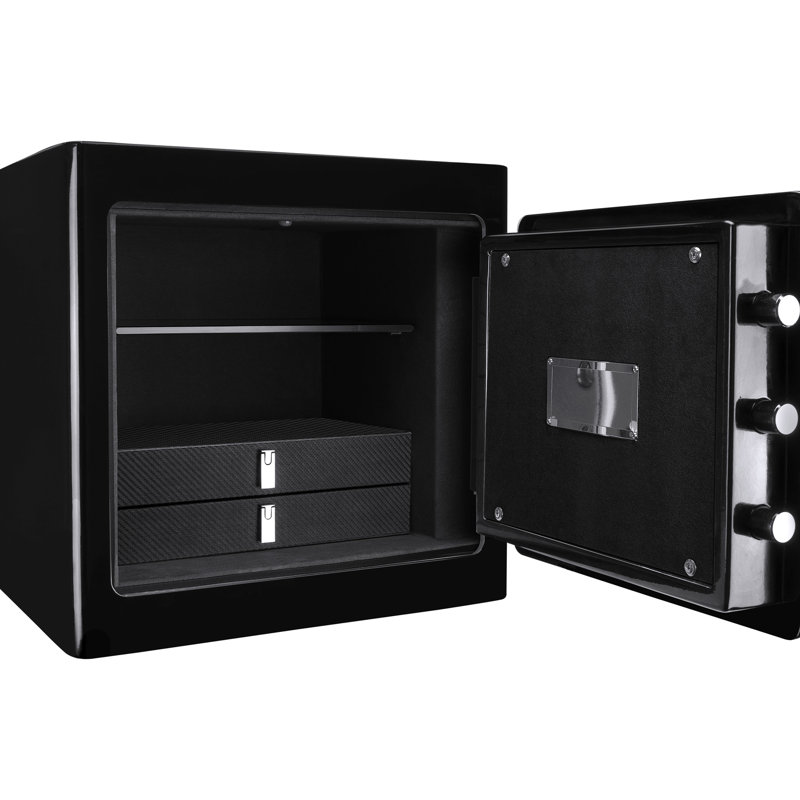 Boîte sécurisée noire 1,01 pi - Vos objets de valeur contre le feu et le vol Verrouillage du clavier électronique sécuritaire pour la protection des bijoux Plus