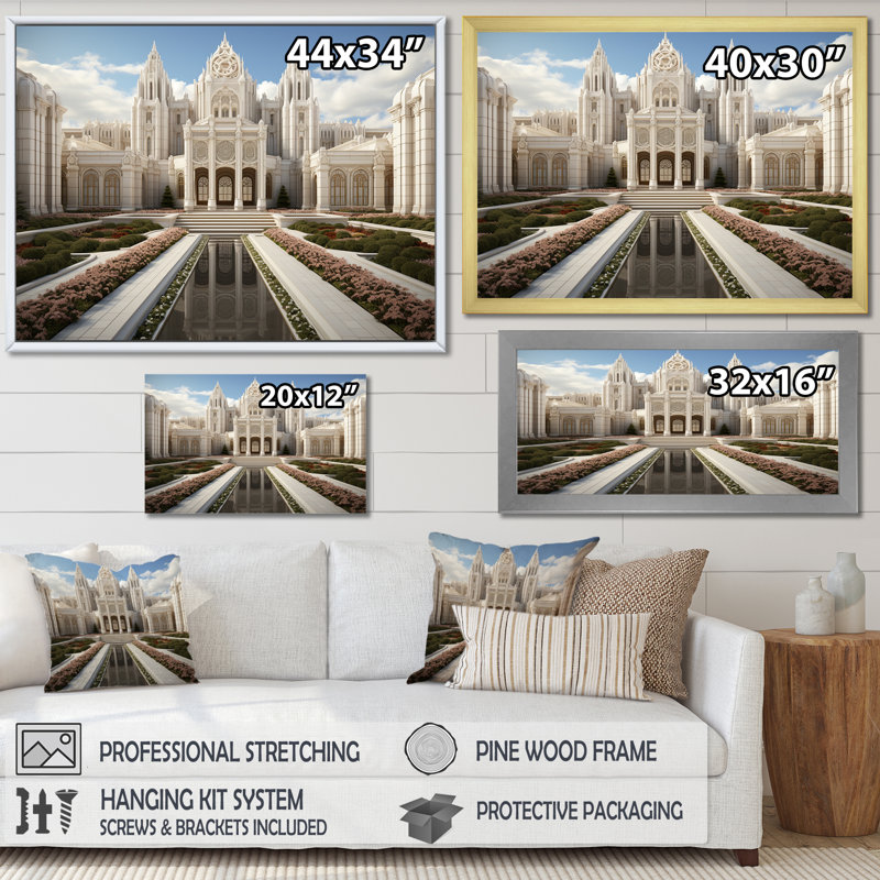 Paysage de la cathédrale de la Renaissance - art mural Église, Toile tendue, H 34 po x l 44 po x P 1,5 po