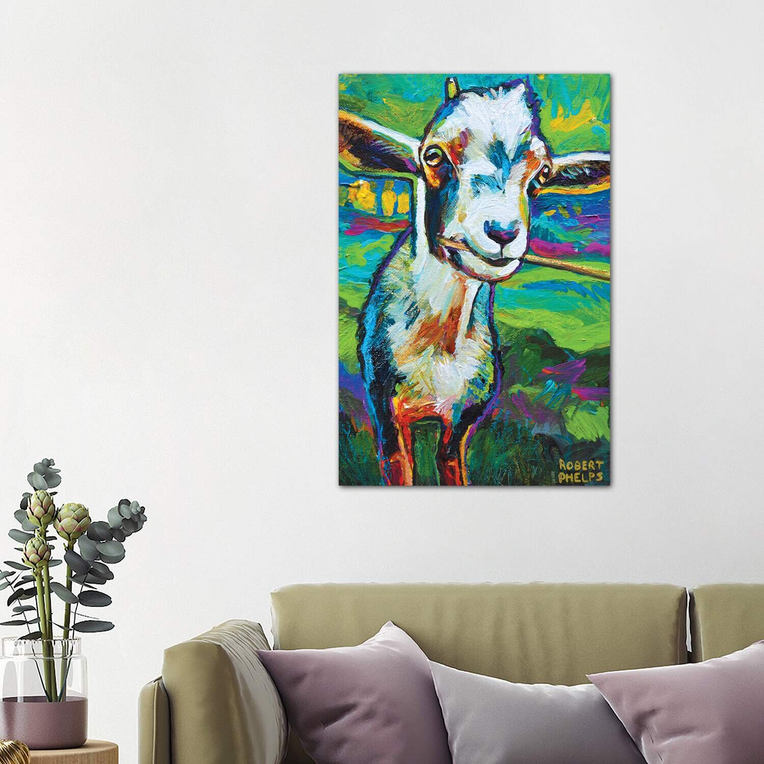 Bless international Theo the Goat by Robert Phelps - Painting Print ...