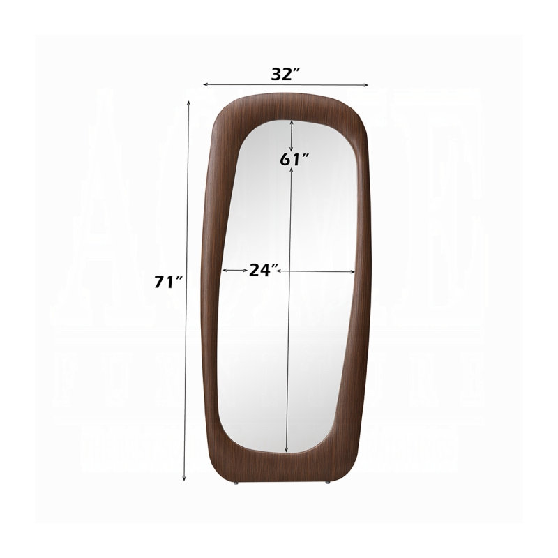 Miroir de plancher Mollett, Bois beige
