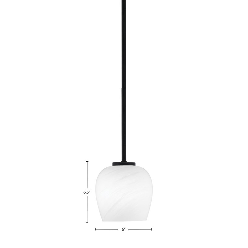 Mini-luminaire suspendu 1 lumière Amarmula, finition noir mat, abat-jour ovale en métal noir mat 5 po, Blanc
