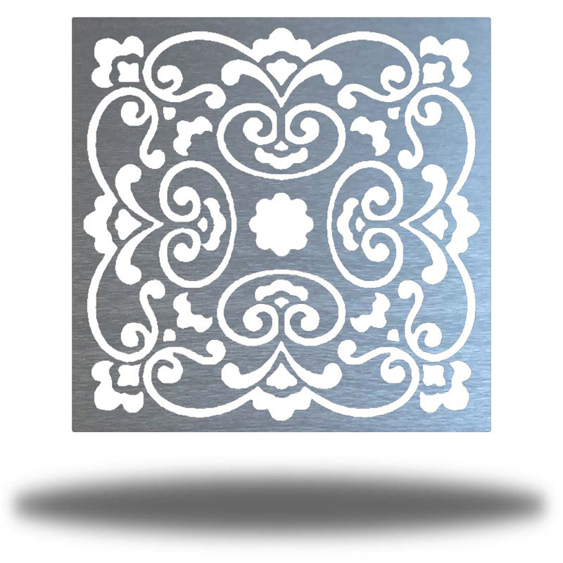 Traditional Plants & Flowers Wall Decor on Metal, Silver, 30" H x 30" W x 0.06" D