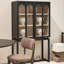 Bibliothèque vitrine noire en bois massif