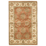 Hand Knotted Wool Area Rug in Rust And Ivory