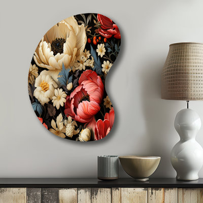 Koury - Unique Shape Floral Metal Wall Art, Asymmetrical Metal Wall Sculpture Print